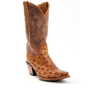 Shyanne Daisie Exotic Full Quill Ostrich Western Boots - Snip Toe Size 7B